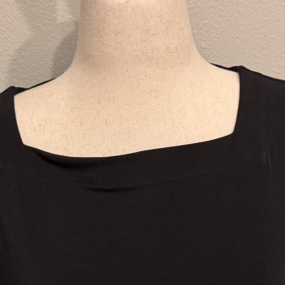 Chico's top black knit long sleeve square neck with beaded cuffs Sz 1 US Med - Picture 4 of 9
